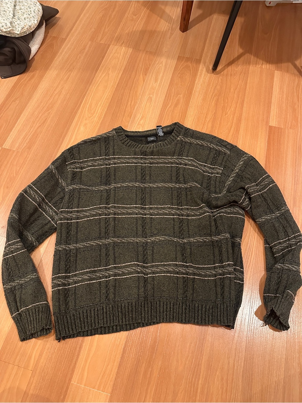vintage Haggar striped cable-knit crewneck grandpa sweater